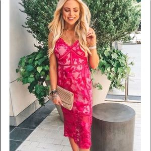 Lulu's Pink Lace Midi Dress
